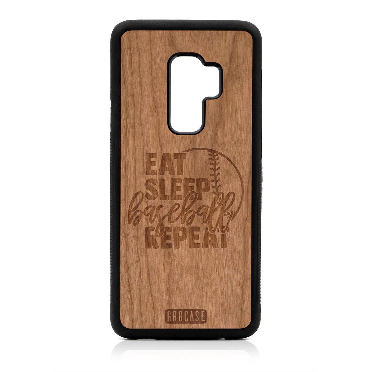 Eat Sleep Baseball Repeat Design Wood Case For Samsung Galaxy S9 Plus
