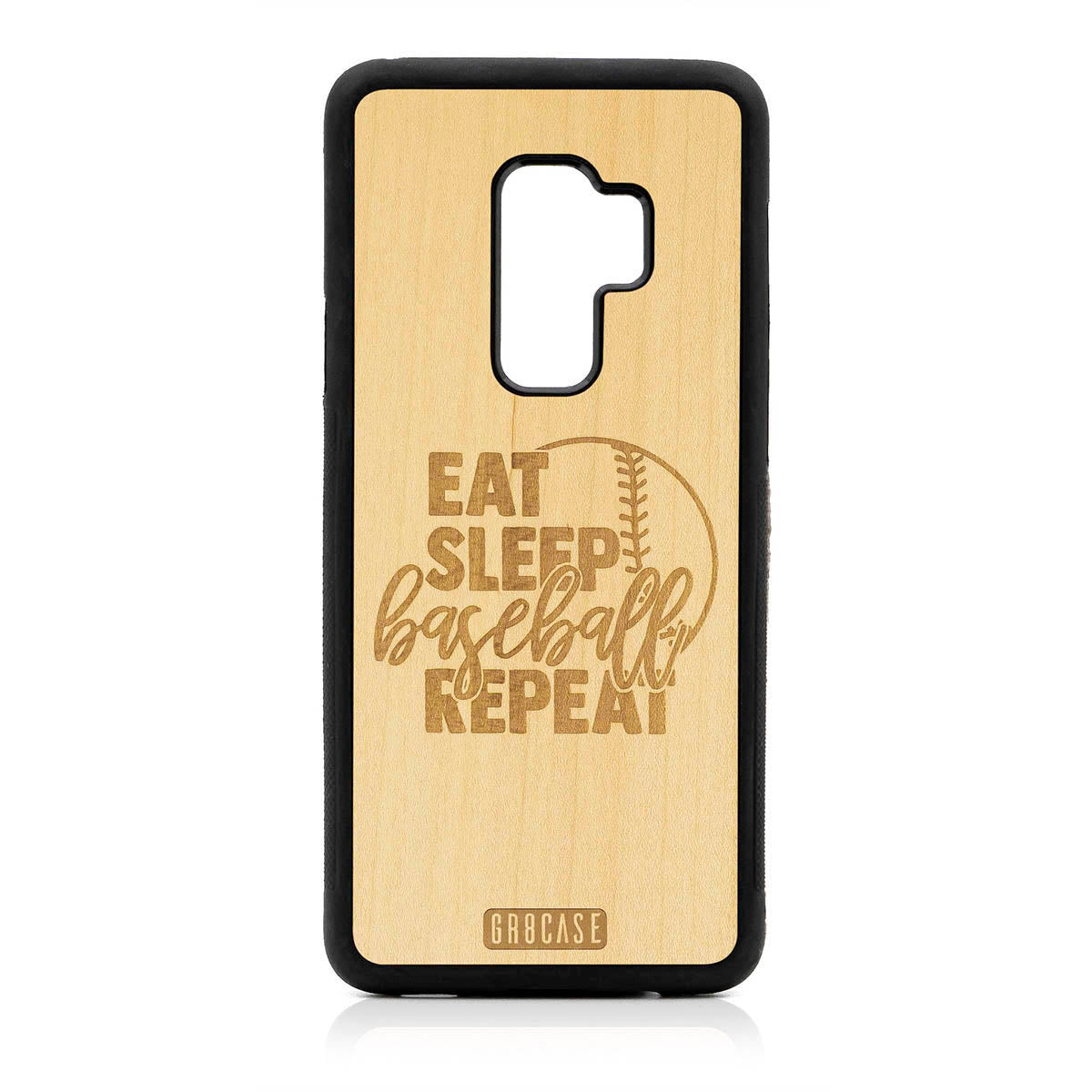 Eat Sleep Baseball Repeat Design Wood Case For Samsung Galaxy S9 Plus