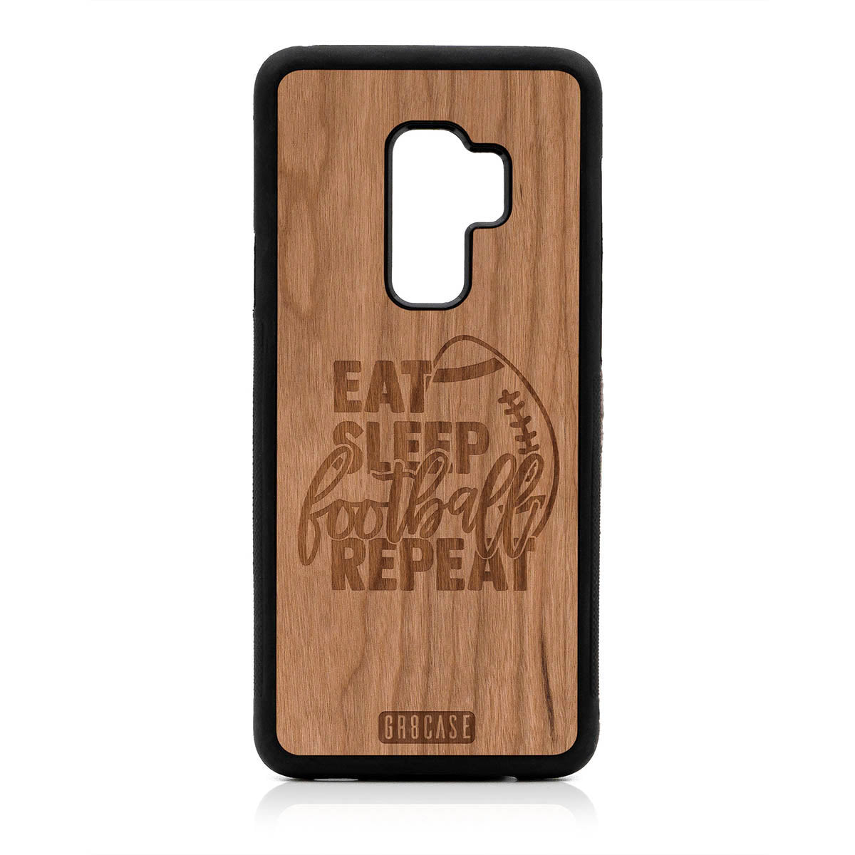 Eat Sleep Football Repeat Design Wood Case For Samsung Galaxy S9 Plus