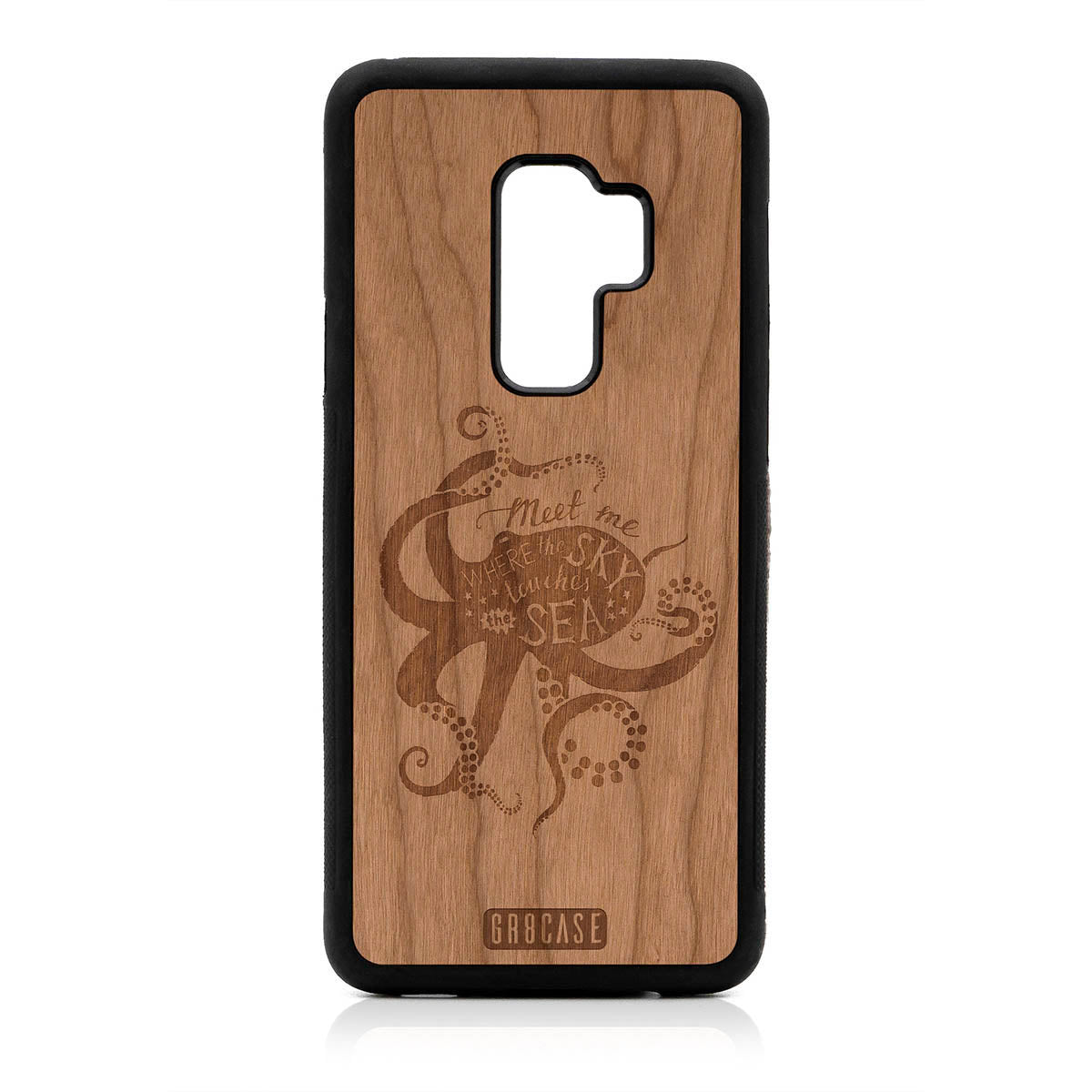 Meet Me Where The Sky Touches The Sea (Octopus) Design Wood Case For Samsung Galaxy S9 Plus