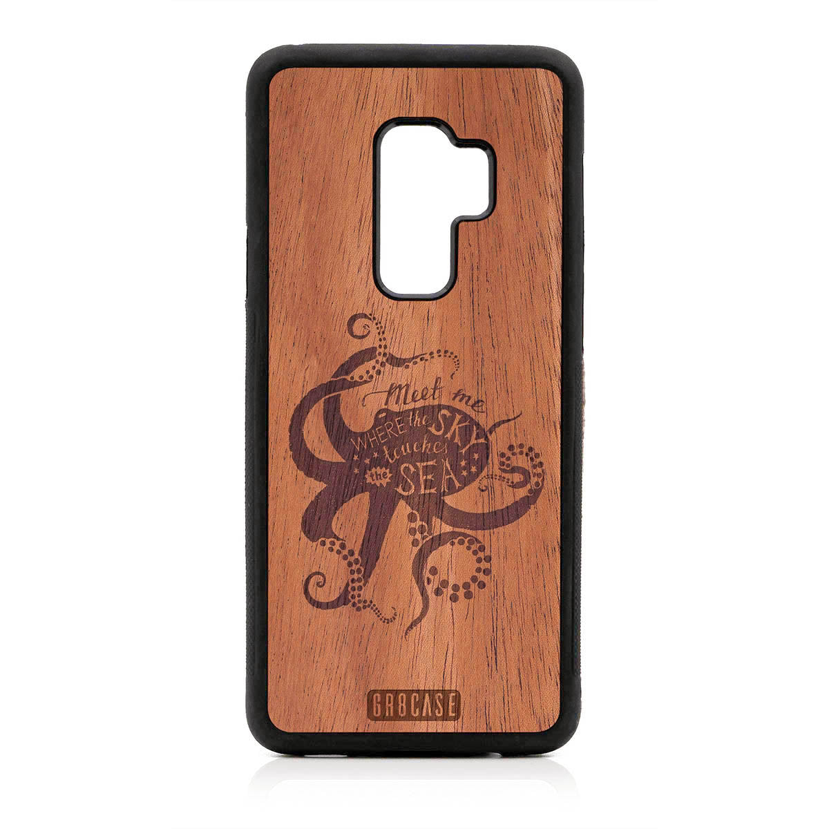 Meet Me Where The Sky Touches The Sea (Octopus) Design Wood Case For Samsung Galaxy S9 Plus