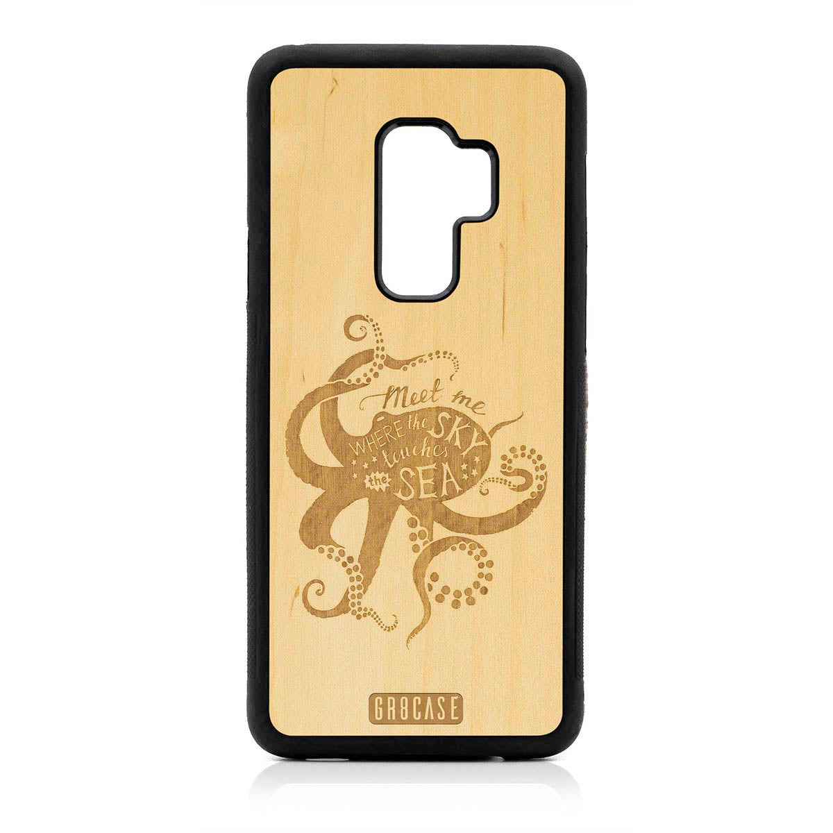 Meet Me Where The Sky Touches The Sea (Octopus) Design Wood Case For Samsung Galaxy S9 Plus