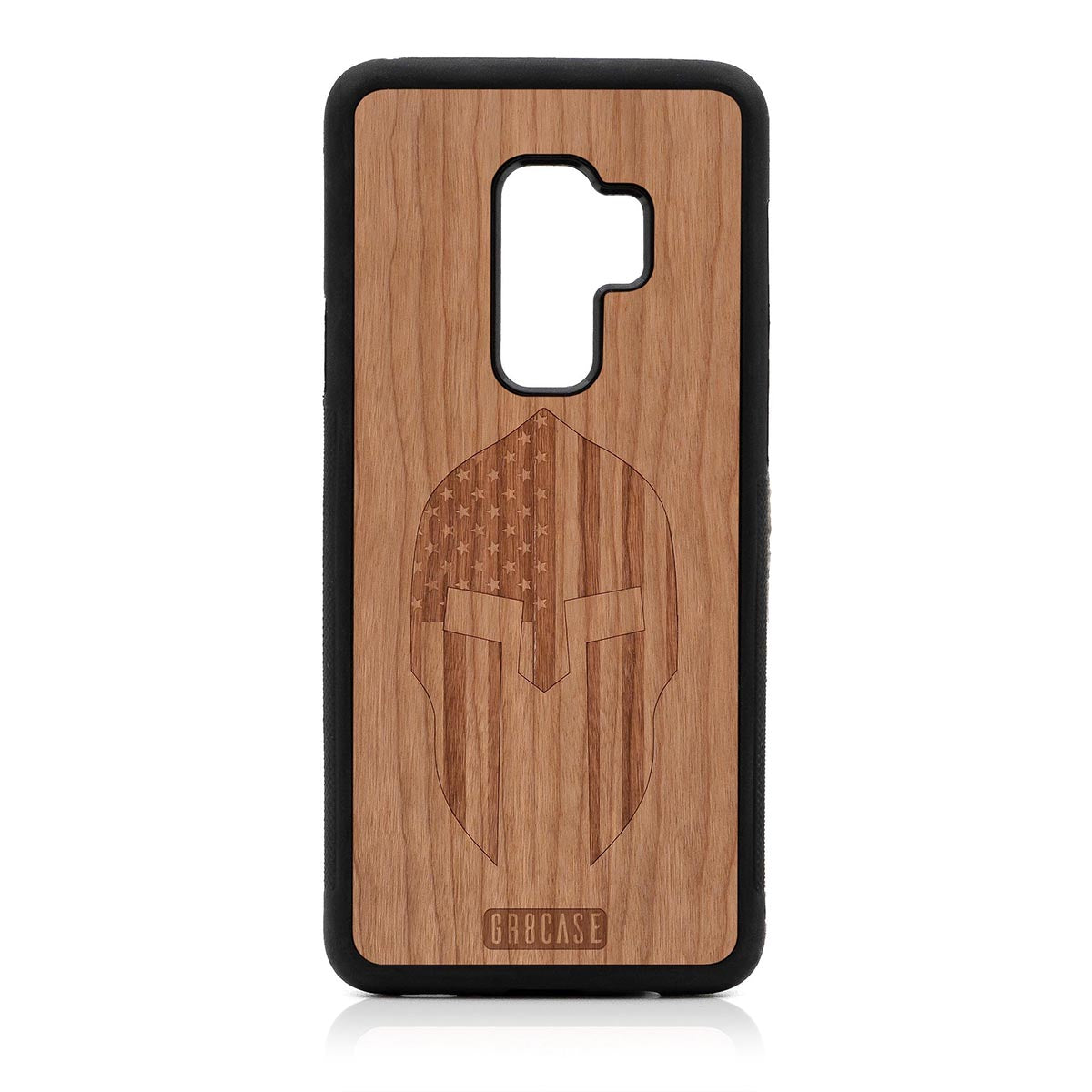 USA Spartan Helmet Design Wood Case Samsung Galaxy S9 Plus