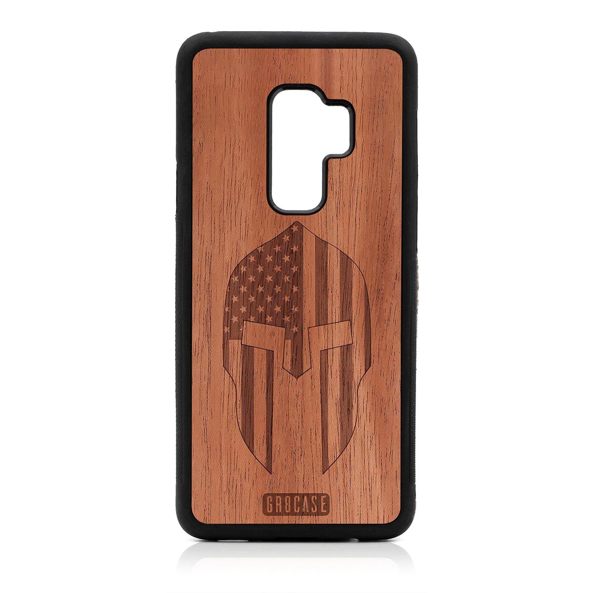 USA Spartan Helmet Design Wood Case Samsung Galaxy S9 Plus