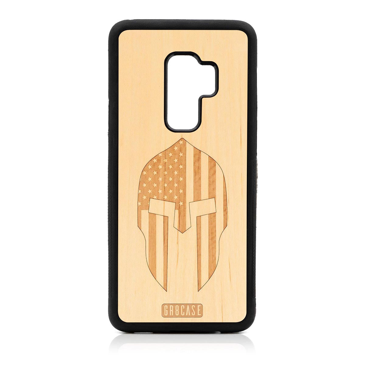 USA Spartan Helmet Design Wood Case Samsung Galaxy S9 Plus
