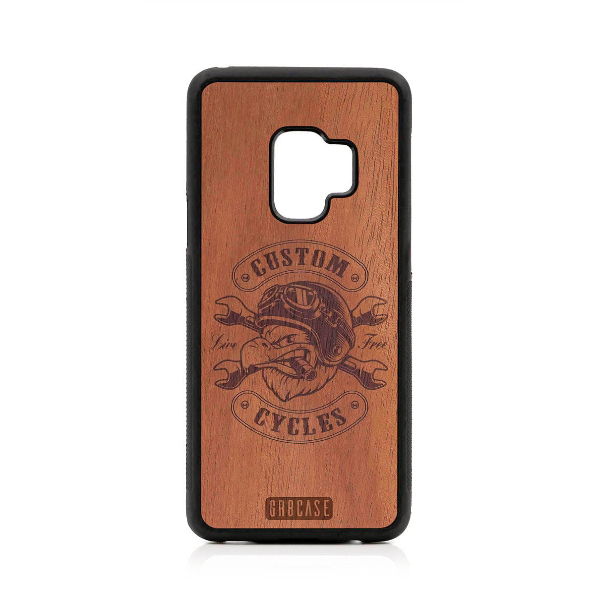 Custom Cycles Live Free (Biker Eagle) Design Wood Case For Samsung Galaxy S9 by GR8CASE
