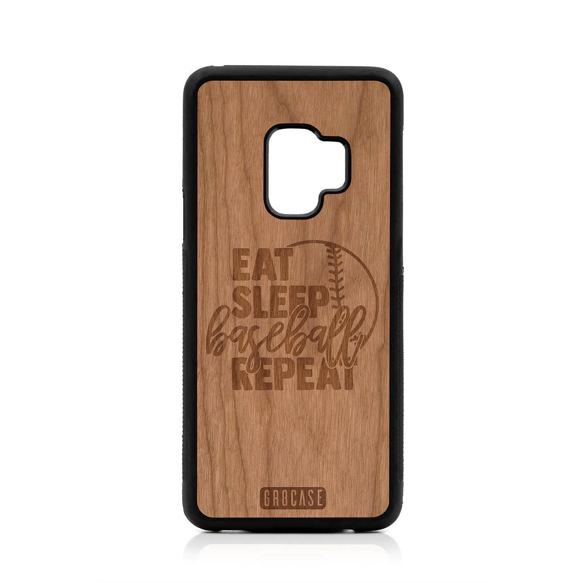 Eat Sleep Baseball Repeat Design Wood Case For Samsung Galaxy S9