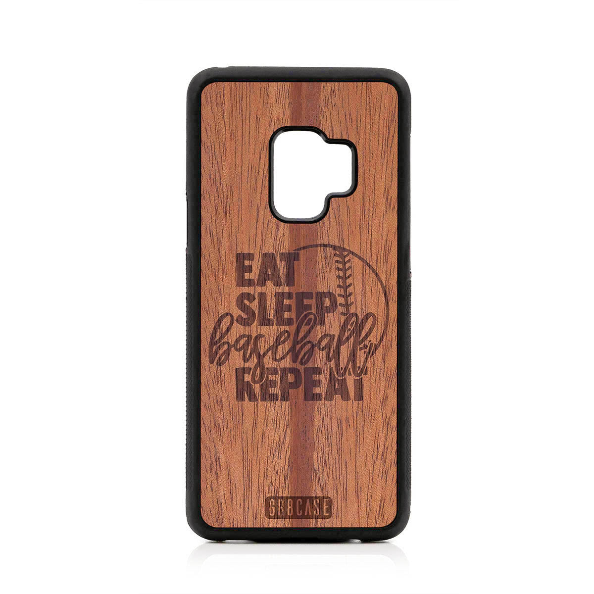Eat Sleep Baseball Repeat Design Wood Case For Samsung Galaxy S9