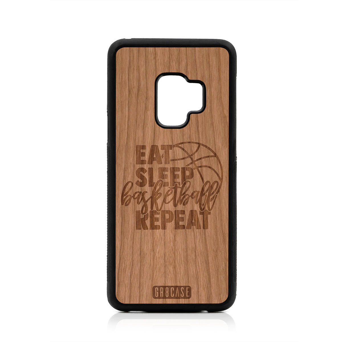 Eat Sleep Basketball Repeat Design Wood Case For Samsung Galaxy S9