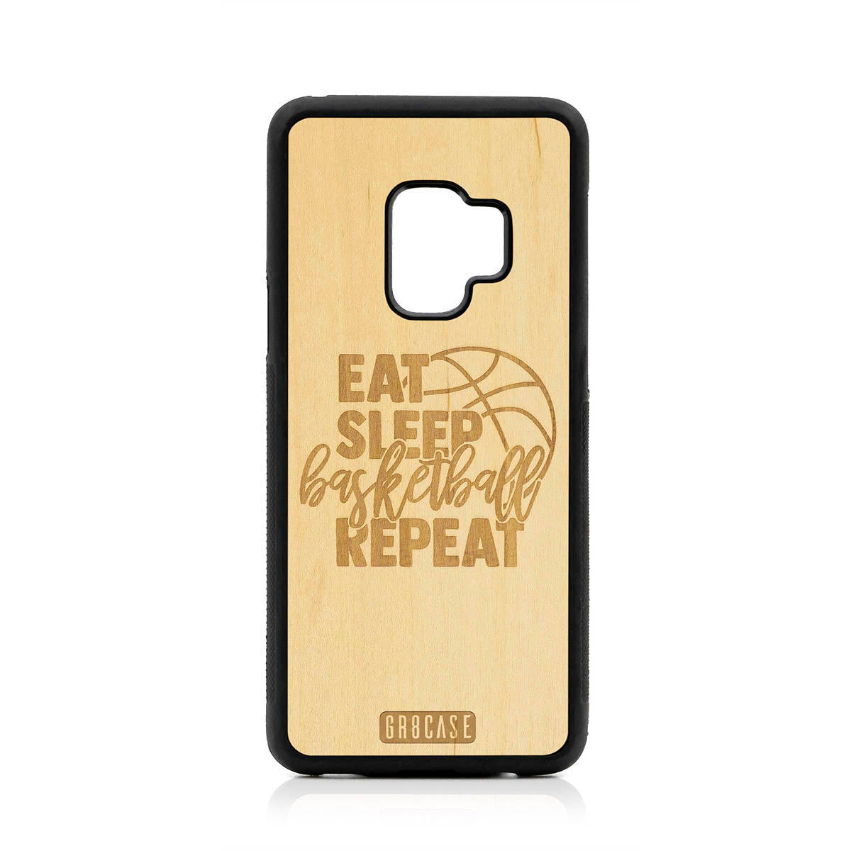 Eat Sleep Basketball Repeat Design Wood Case For Samsung Galaxy S9