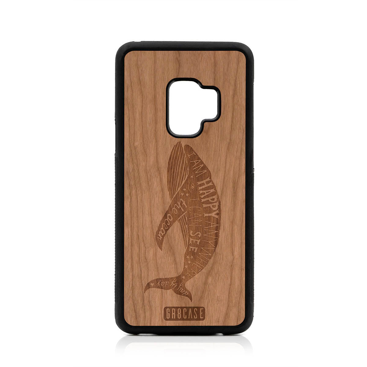 I'm Happy Anywhere I Can See The Ocean (Whale) Design Wood Case For Samsung Galaxy S9