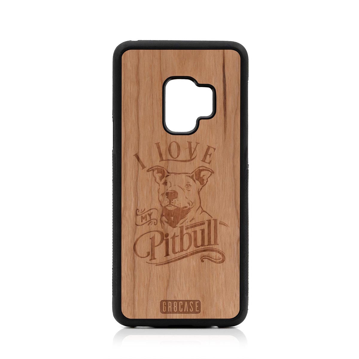 I Love My Pitbull Design Wood Case Samsung Galaxy S9 by GR8CASE