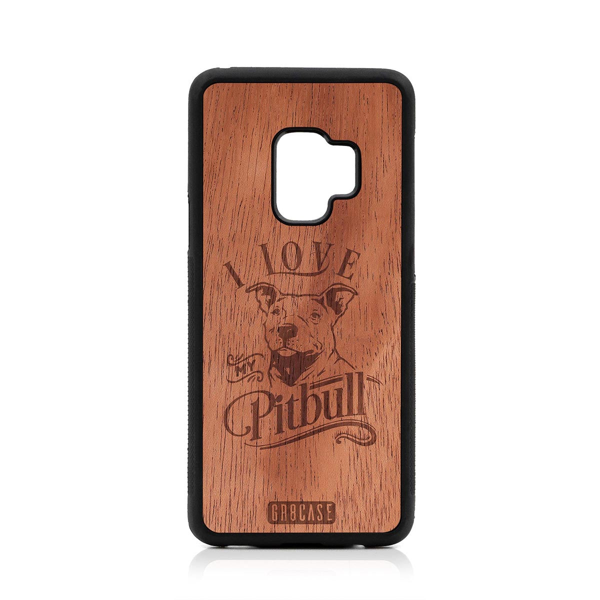I Love My Pitbull Design Wood Case Samsung Galaxy S9 by GR8CASE