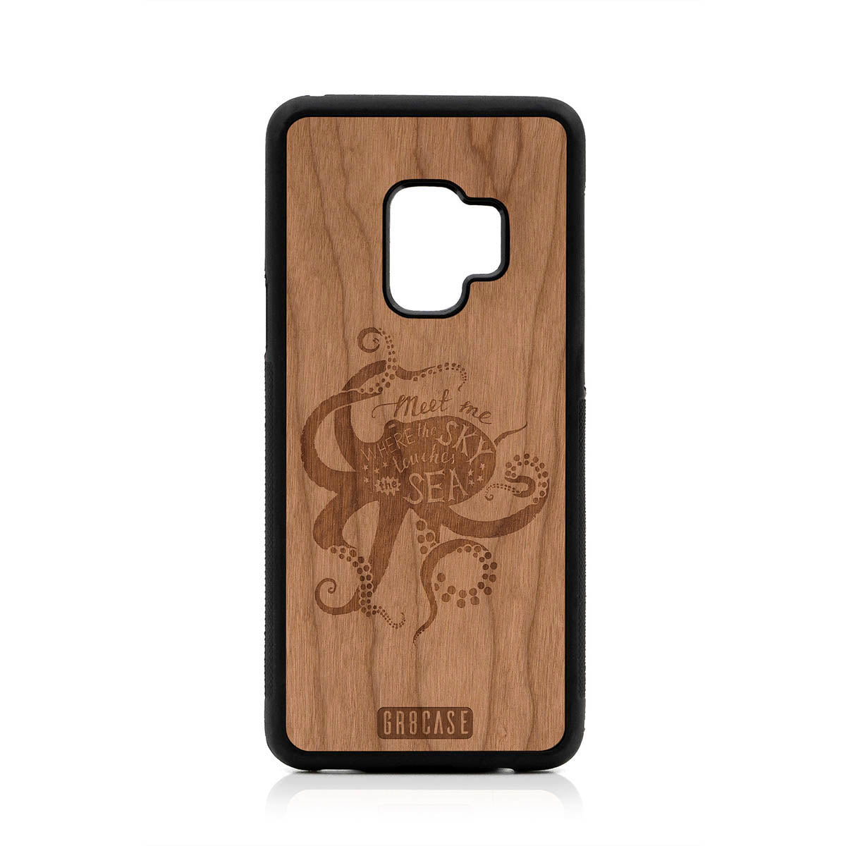 Meet Me Where The Sky Touches The Sea (Octopus) Design Wood Case For Samsung Galaxy S9