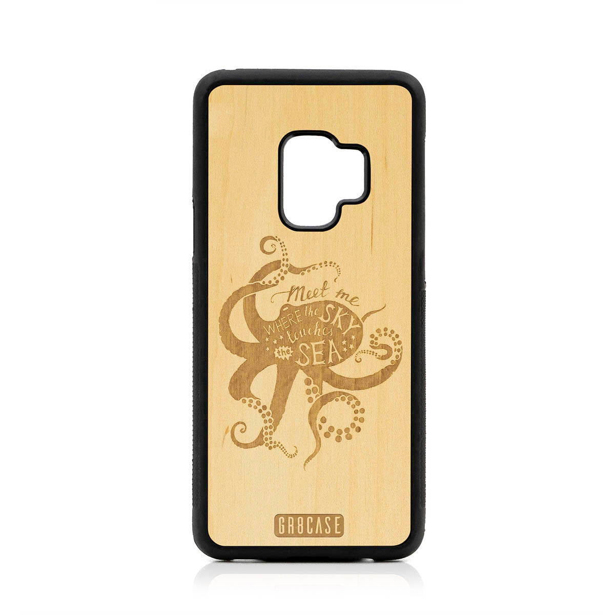 Meet Me Where The Sky Touches The Sea (Octopus) Design Wood Case For Samsung Galaxy S9