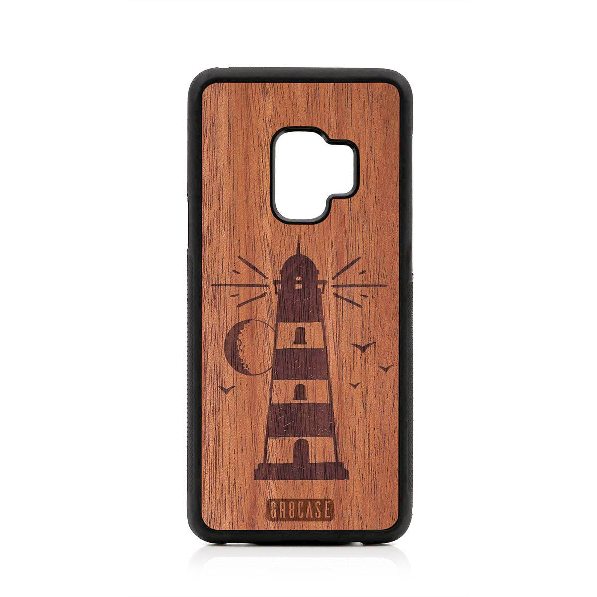 Midnight Lighthouse Design Wood Case For Samsung Galaxy S9