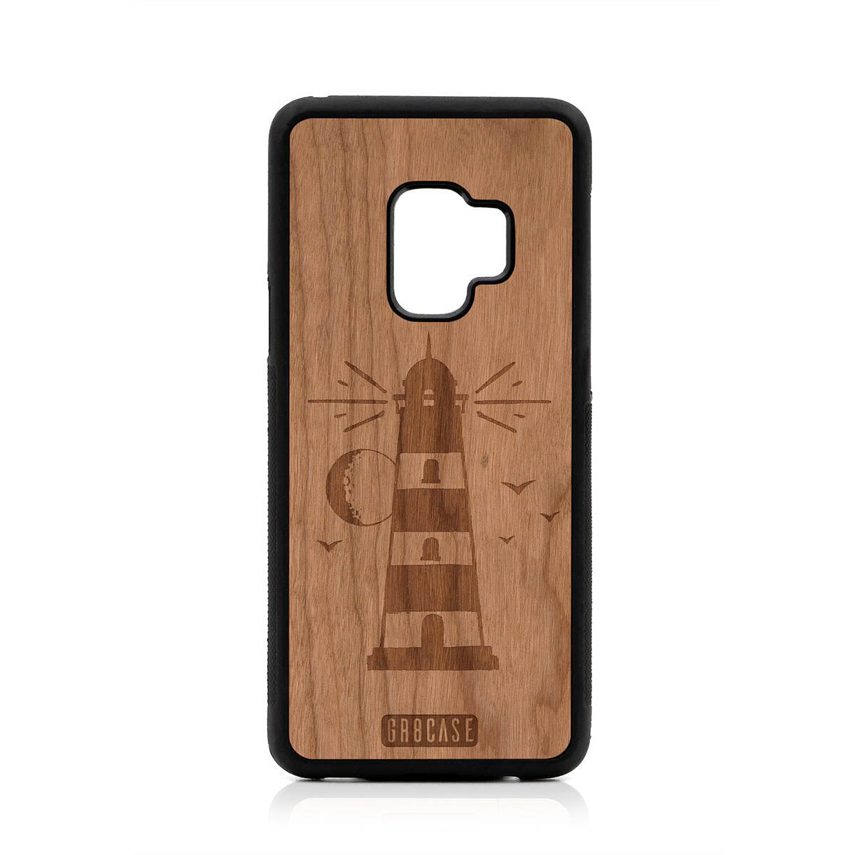 Midnight Lighthouse Design Wood Case For Samsung Galaxy S9