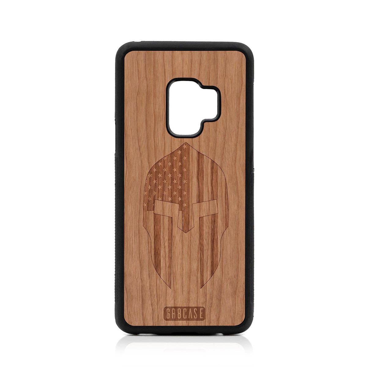 USA Spartan Helmet Design Wood Case Samsung Galaxy S9