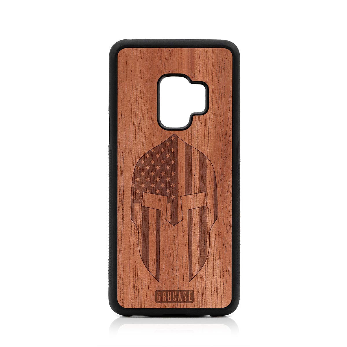 USA Spartan Helmet Design Wood Case Samsung Galaxy S9