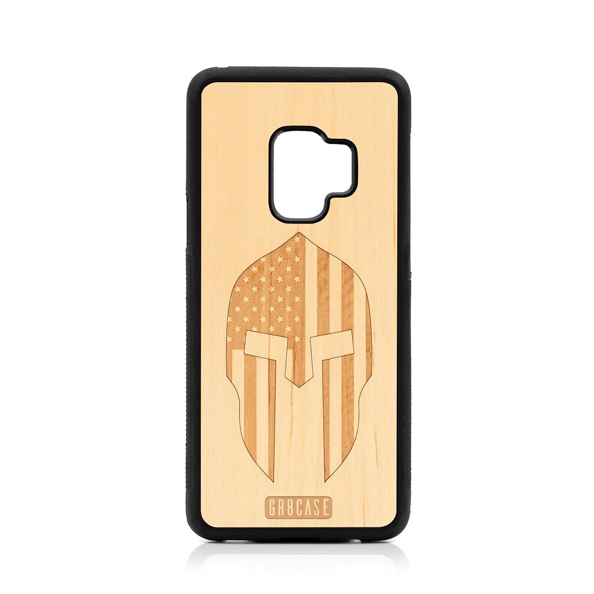 USA Spartan Helmet Design Wood Case Samsung Galaxy S9