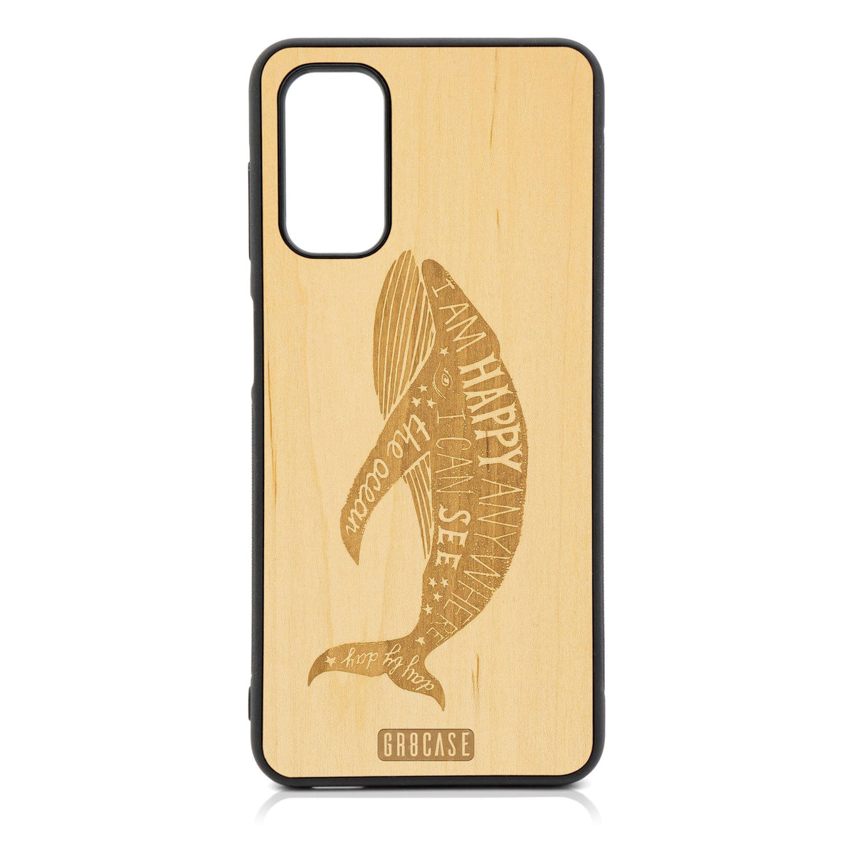I&#39;m Happy Anywhere I Can See The Ocean (Whale) Design Wood Case For Galaxy A14 5G