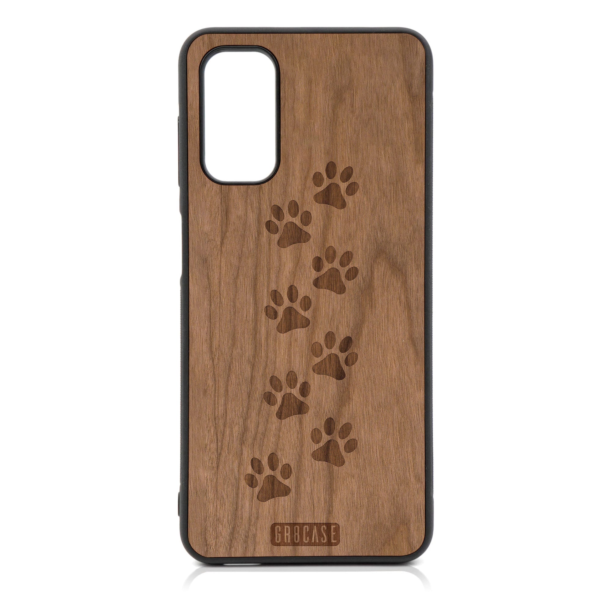 Paw Prints Design Wood Case For Galaxy A13 5G