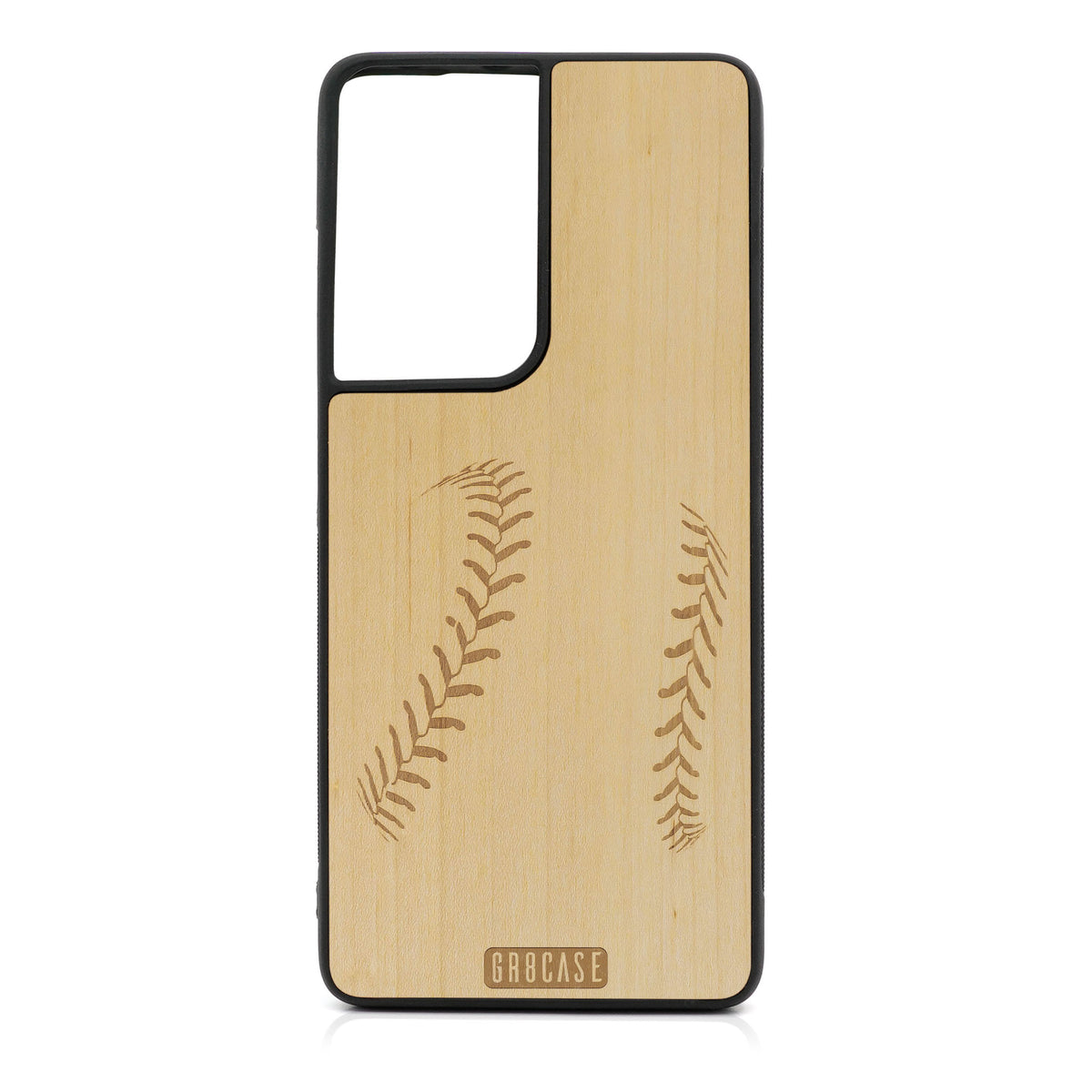 Baseball Stitches Design Wood Case For Samsung Galaxy S21 Ultra 5G