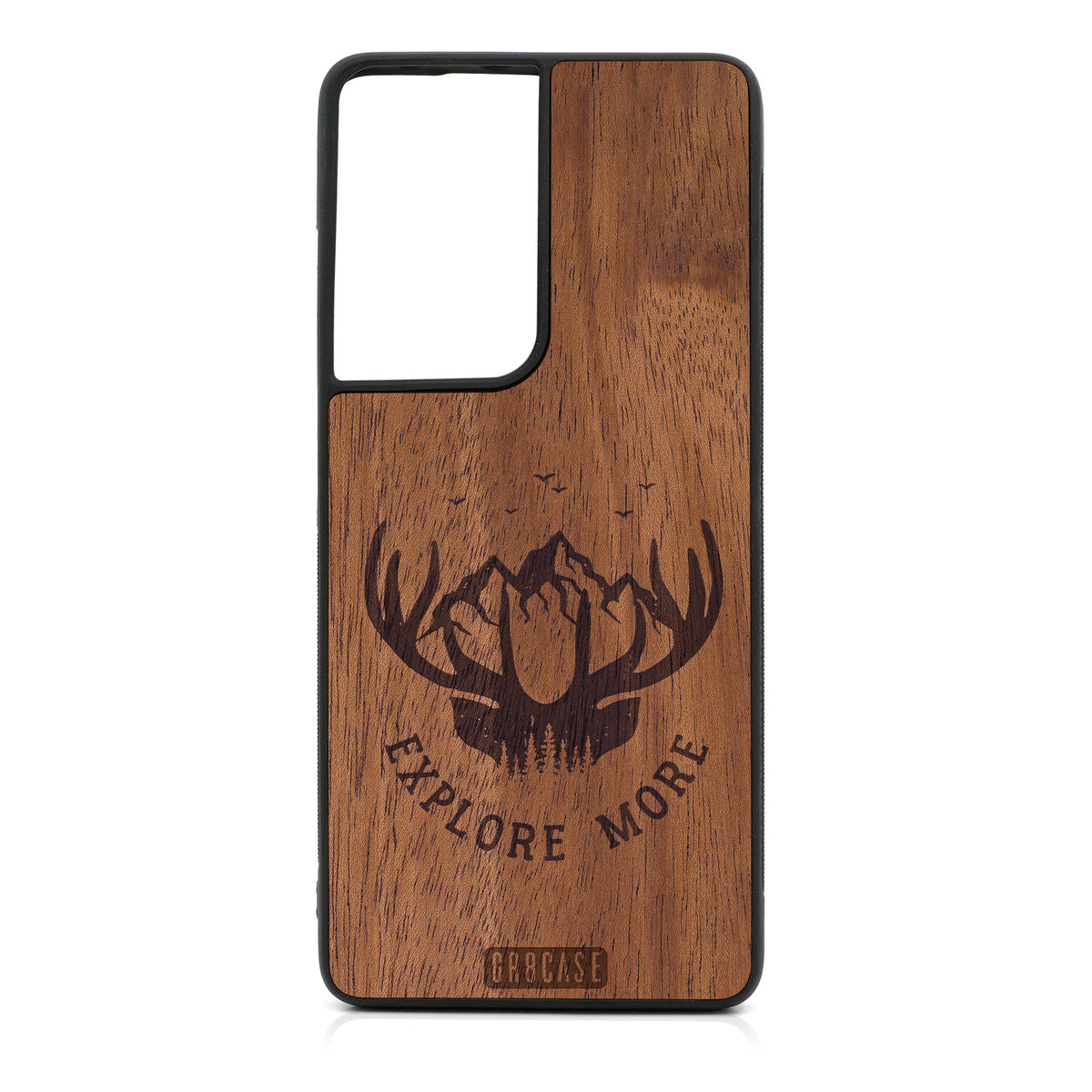 Explore More (Mountain &amp; Antlers) Design Wood Case For Samsung Galaxy S21 Ultra 5G