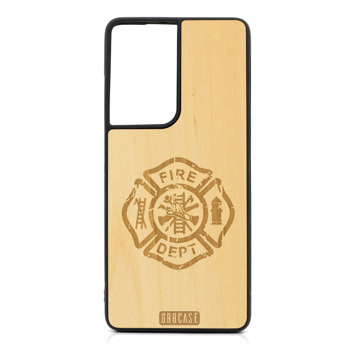 Fire Department Design Wood Case For Samsung Galaxy S21 Ultra 5G