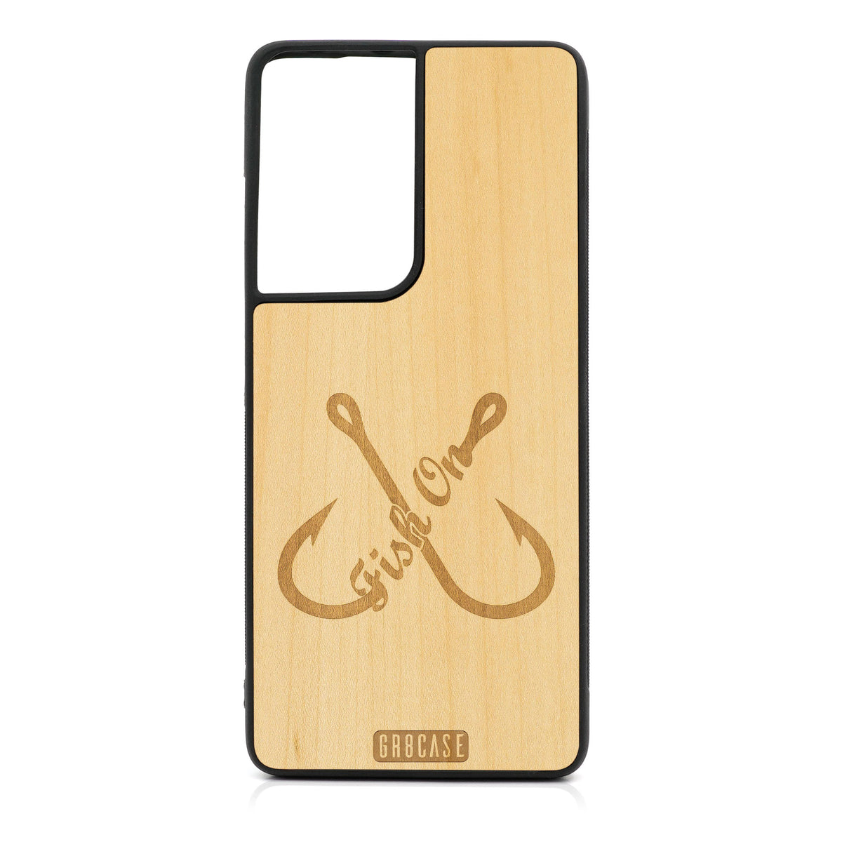 Fish On (Fish Hooks) Design Wood Case For Samsung Galaxy S21 Ultra 5G