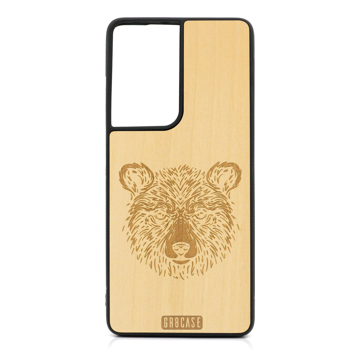 Furry Bear Design Wood Case For Samsung Galaxy S21 Ultra 5G