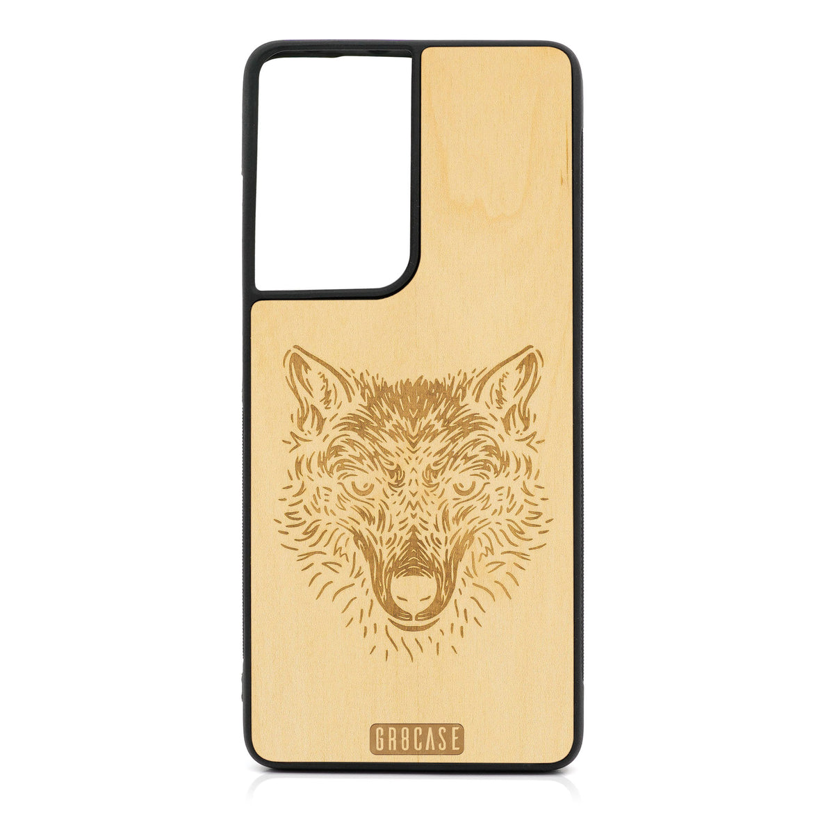 Furry Wolf Design Wood Case For Samsung Galaxy S21 Ultra 5G
