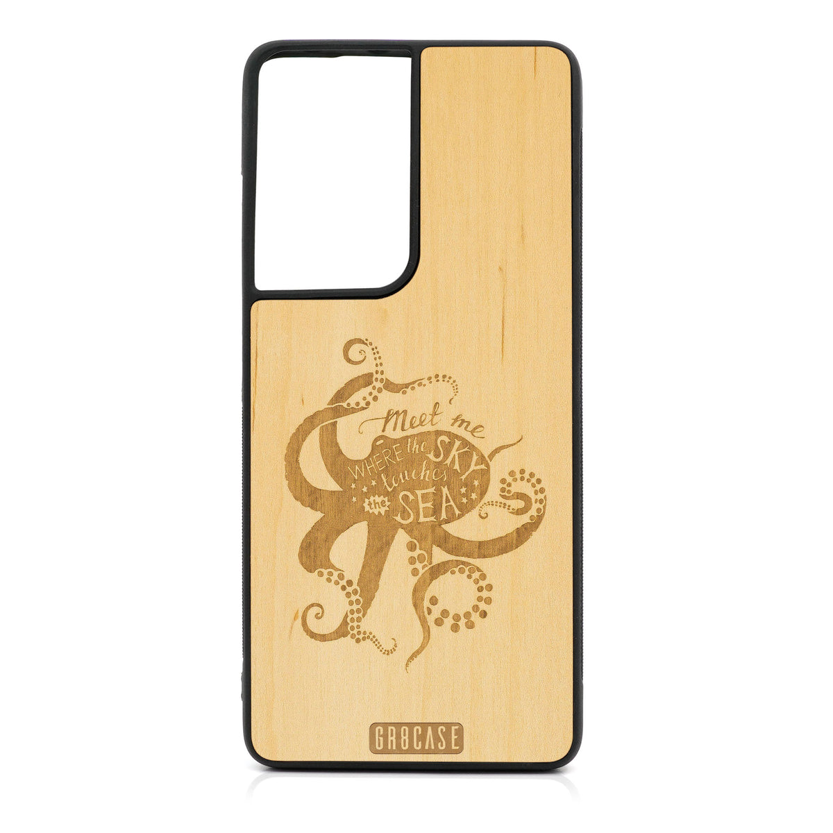 Meet Me Where The Sky Touches The Sea (Octopus) Design Wood Case For Samsung Galaxy S21 Ultra 5G