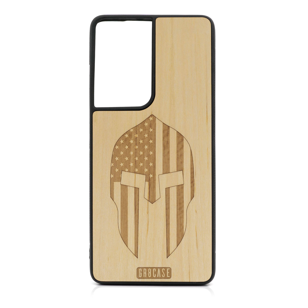 USA Spartan Helmet Design Wood Case For Samsung Galaxy S21 Ultra 5G