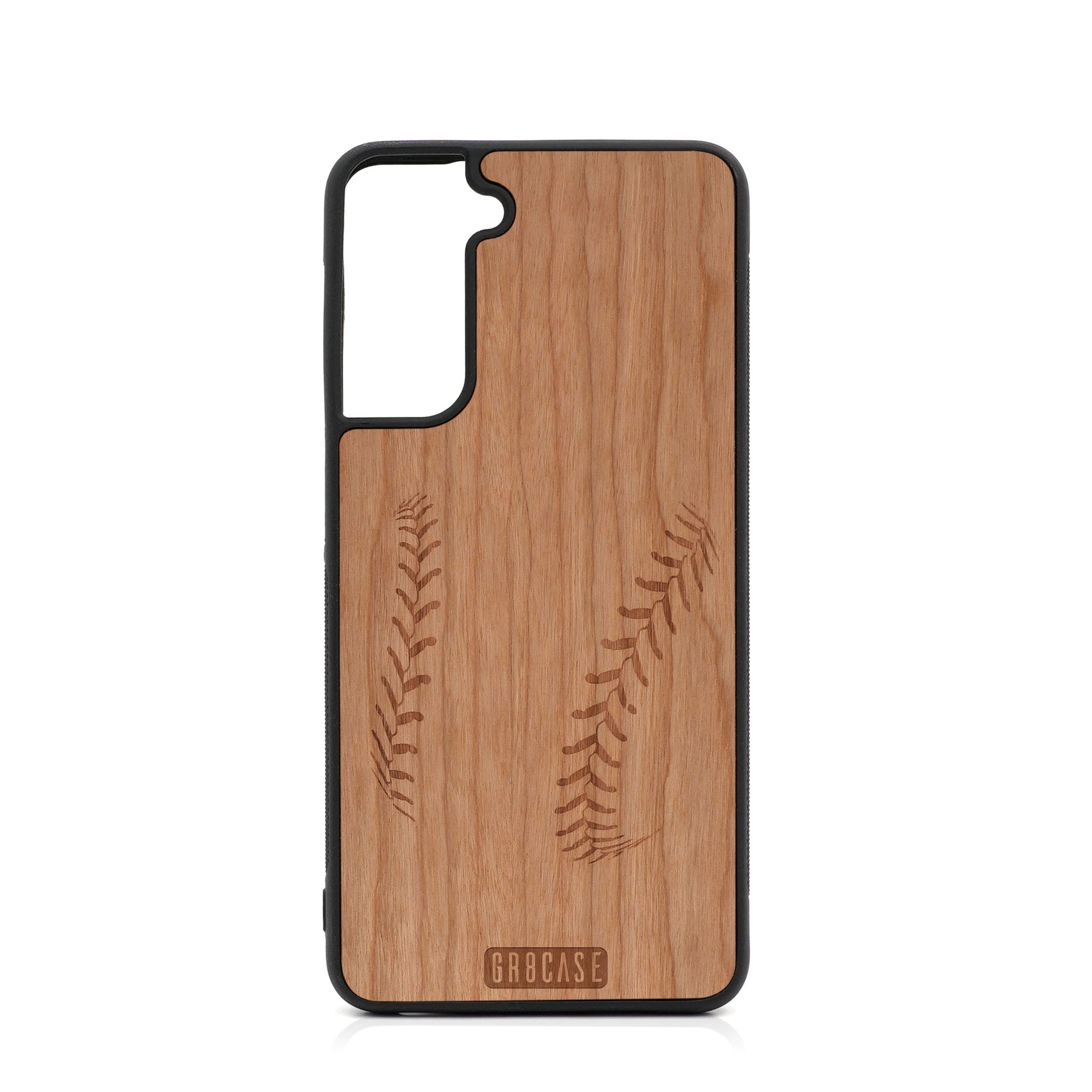Baseball Stitches Design Wood Case For Samsung Galaxy S22 Plus