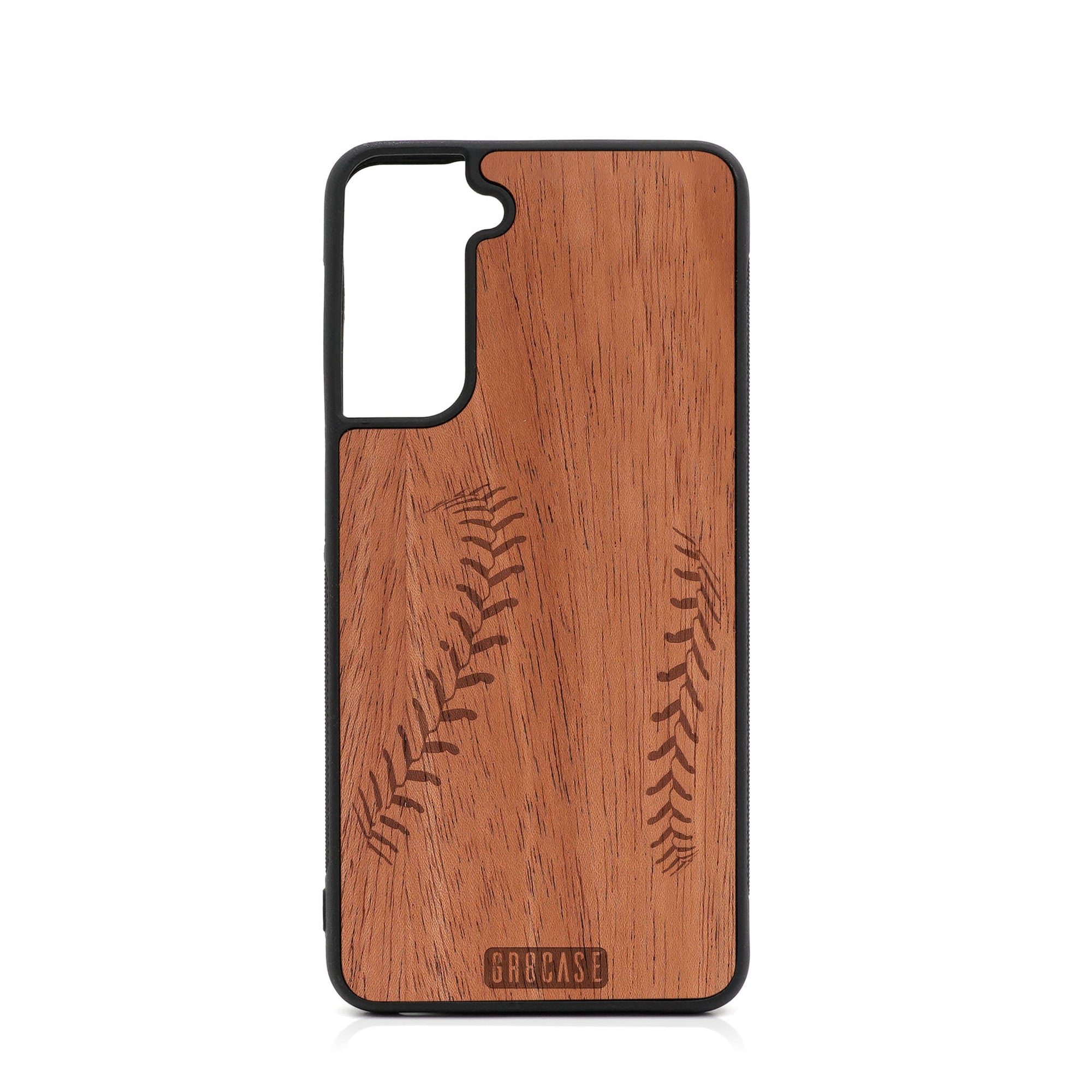 Baseball Stitches Design Wood Case For Samsung Galaxy S22 Plus