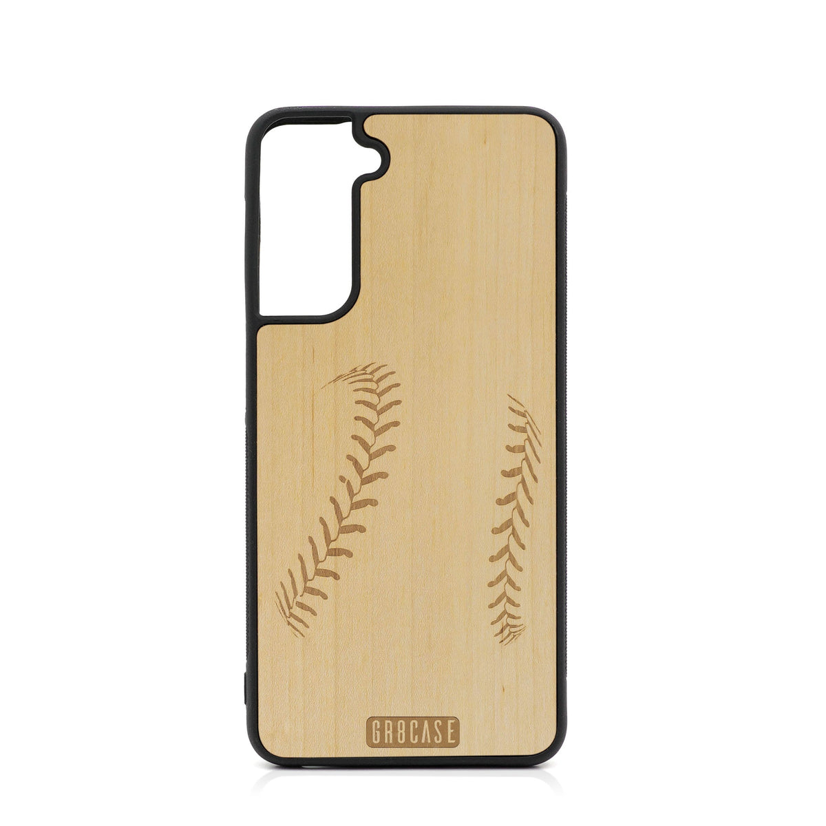 Baseball Stitches Design Wood Case For Samsung Galaxy S22