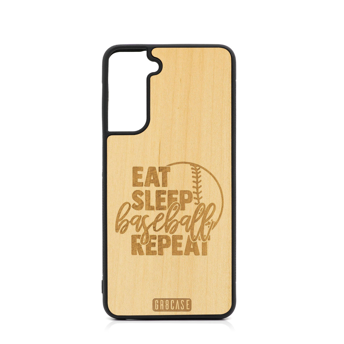 Eat Sleep Baseball Repeat Design Wood Case For Samsung Galaxy S22 Plus