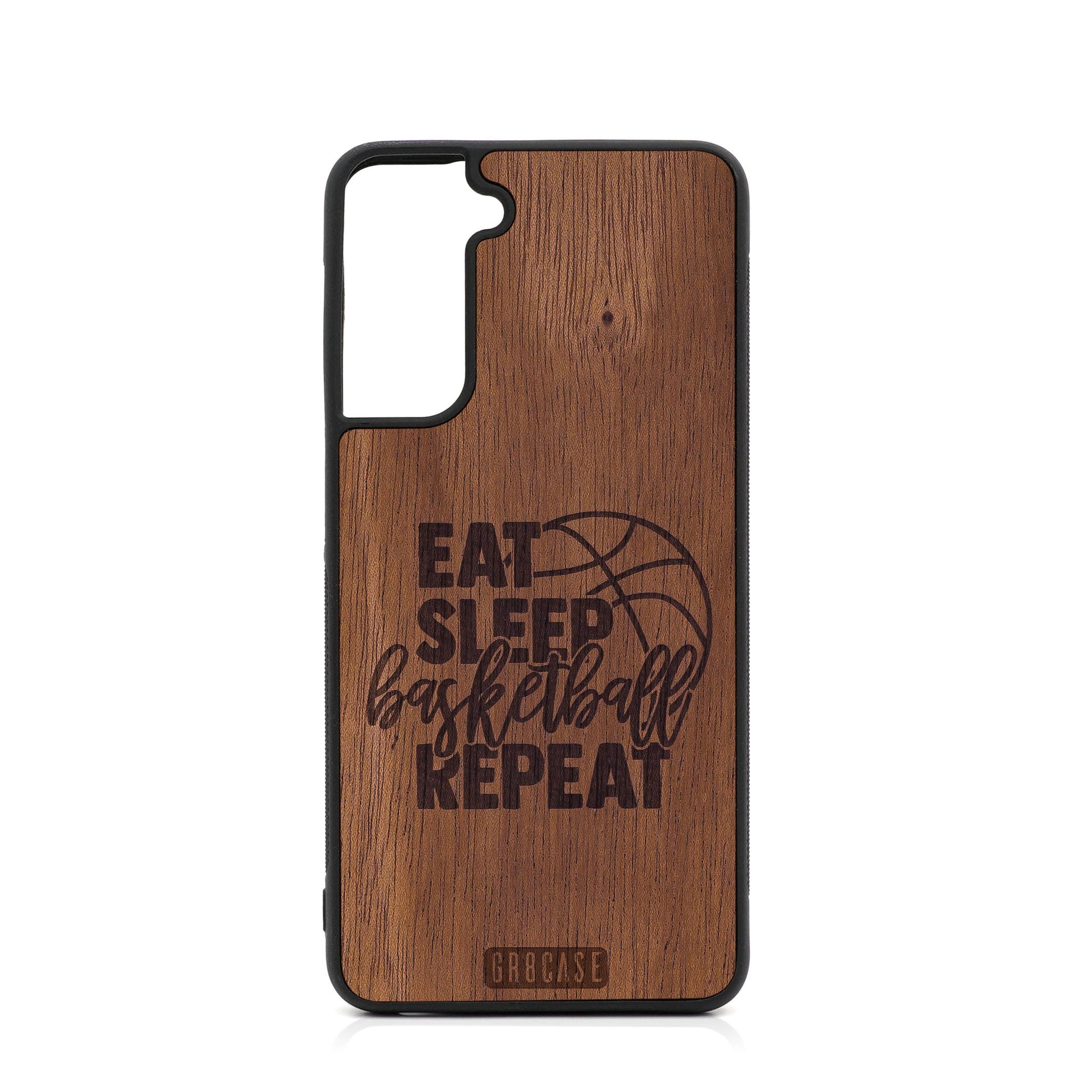 Eat Sleep Basketball Repeat Design Wood Case For Samsung Galaxy S22 Plus