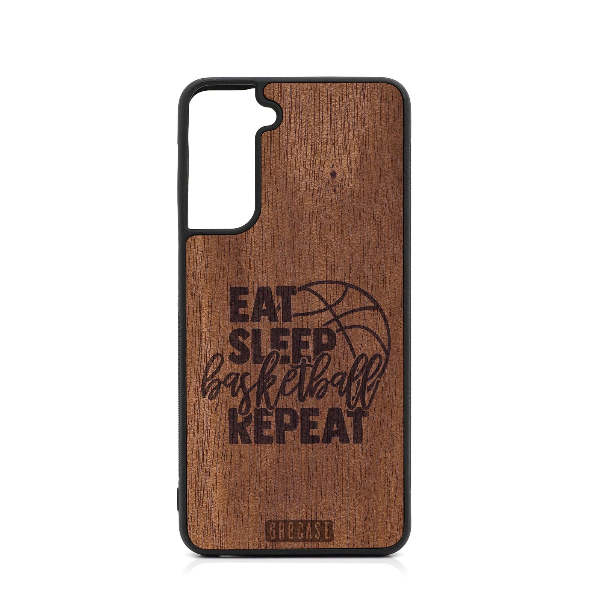 Eat Sleep Basketball Repeat Design Wood Case For Samsung Galaxy S23 5G