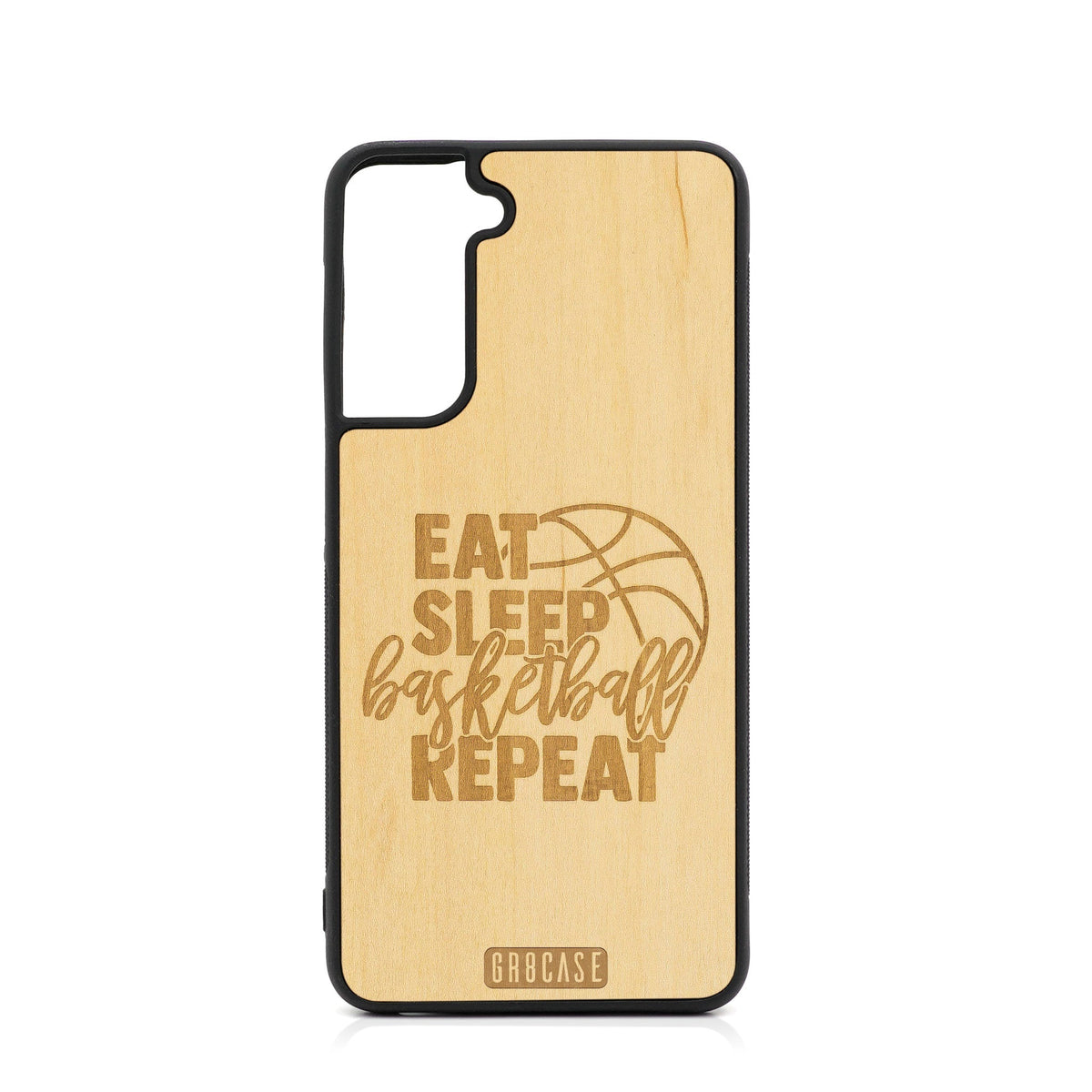 Eat Sleep Basketball Repeat Design Wood Case For Samsung Galaxy S23 5G