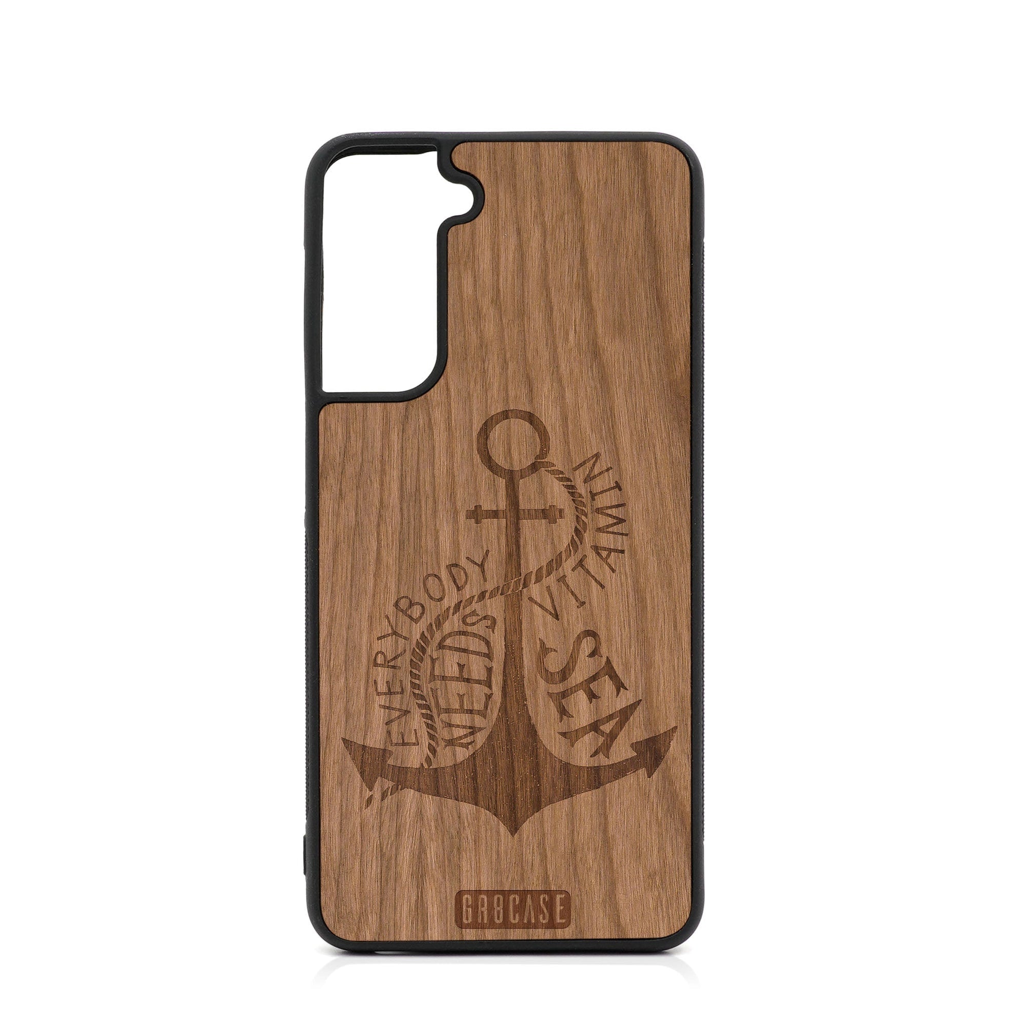 Everybody Needs Vitamin Sea (Anchor) Design Wood Case For Samsung Galaxy S23 Plus