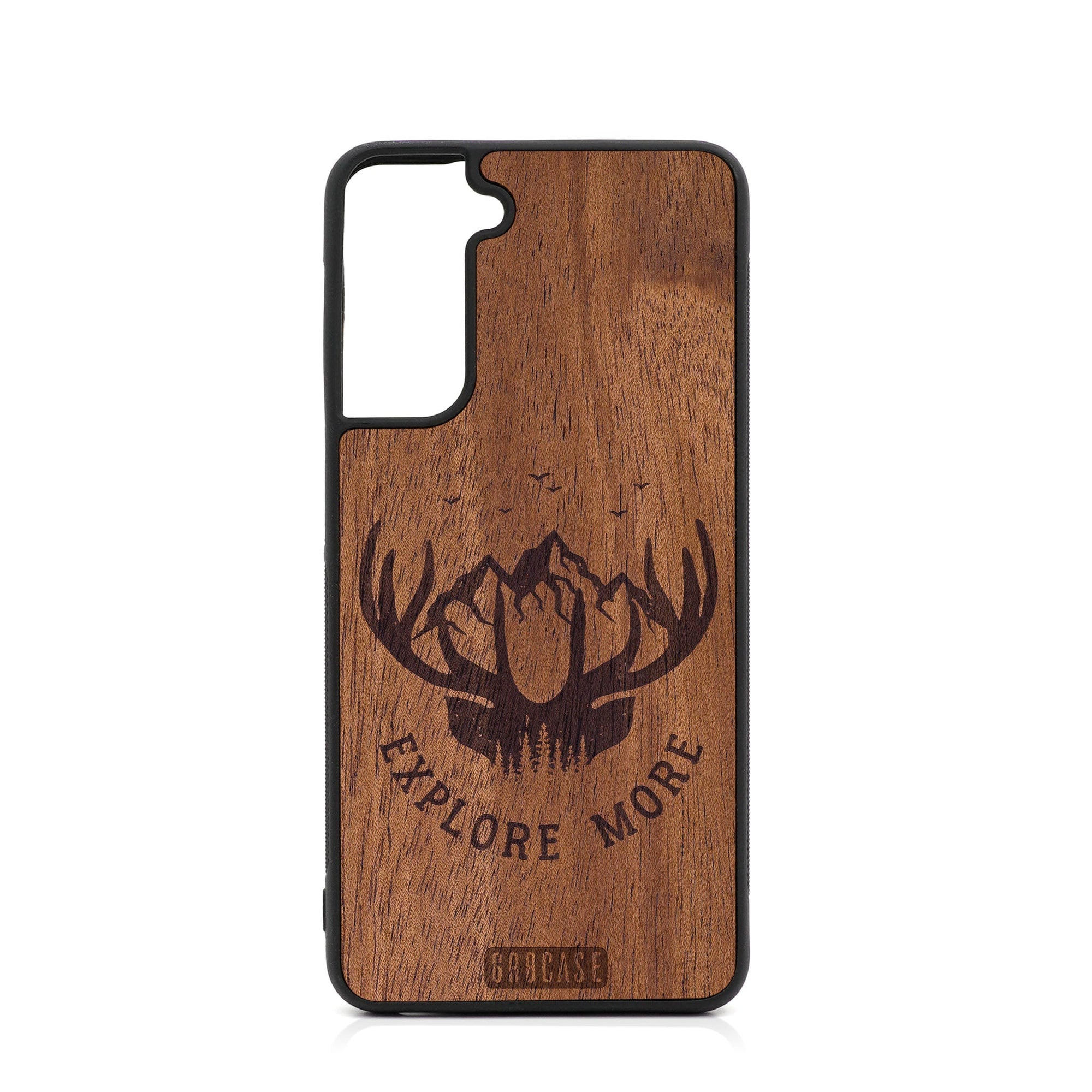 Explore More (Mountain & Antlers) Design Wood Case For Samsung Galaxy S22 Plus