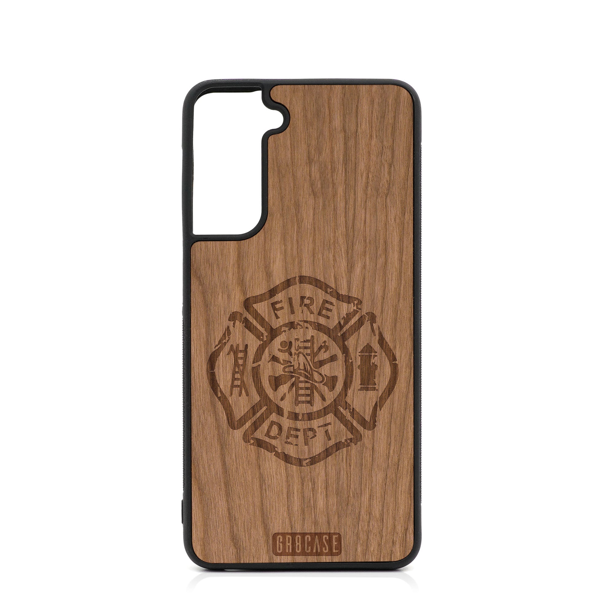 Fire Department Design Wood Case For Samsung Galaxy S21 Plus 5G