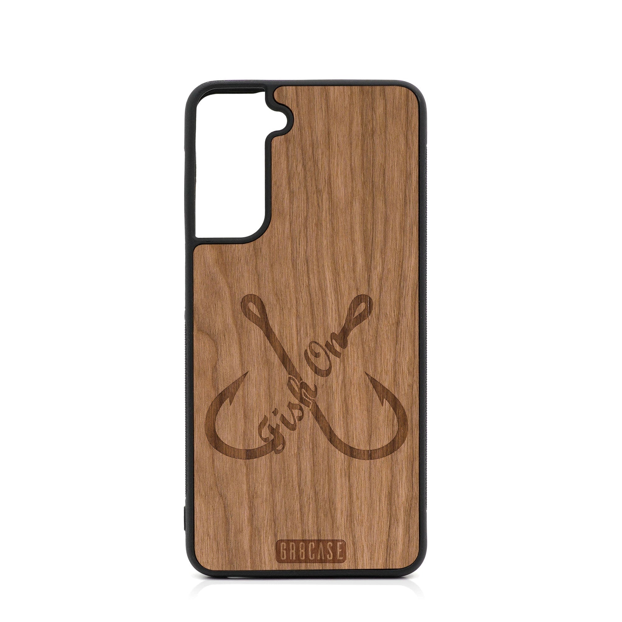 Fish On (Fish Hooks) Design Wood Case For Samsung Galaxy S24 5G