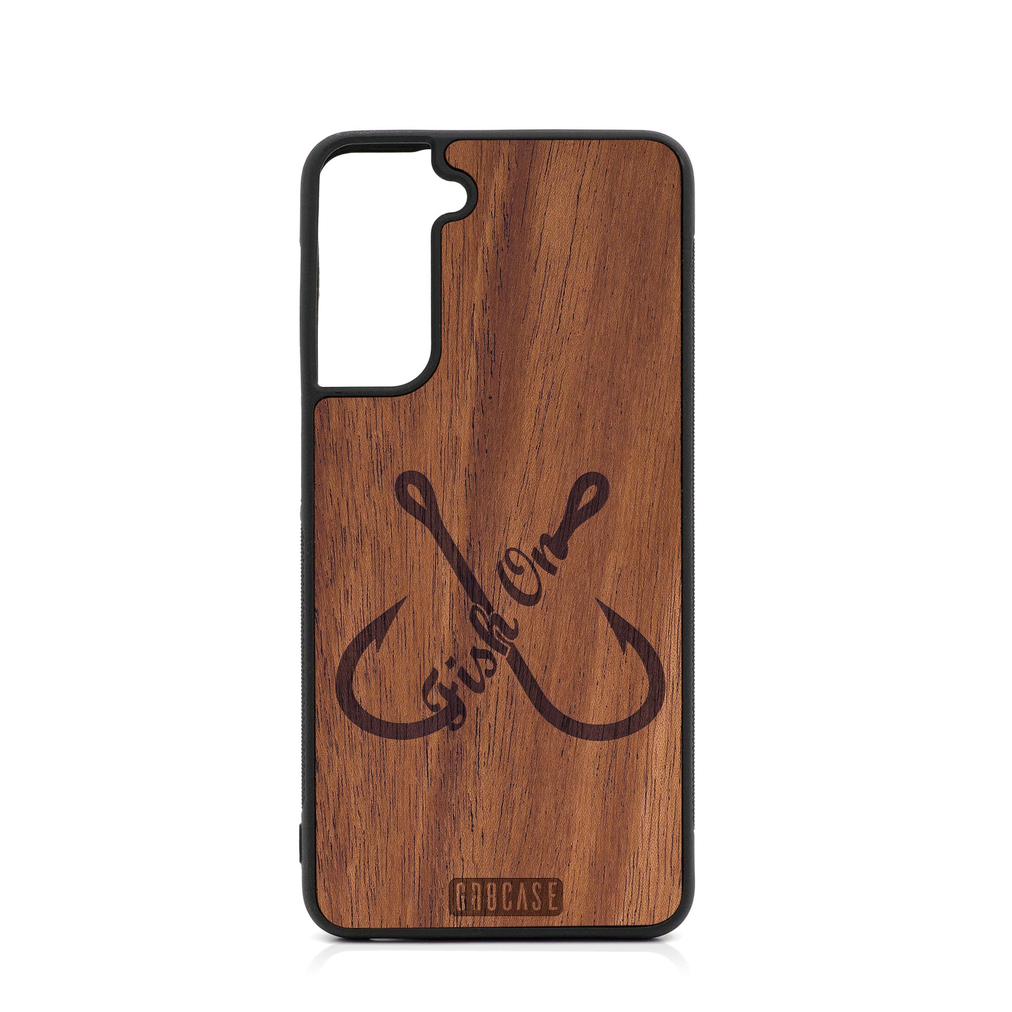 Fish On (Fish Hooks) Design Wood Case For Samsung Galaxy S21 5G