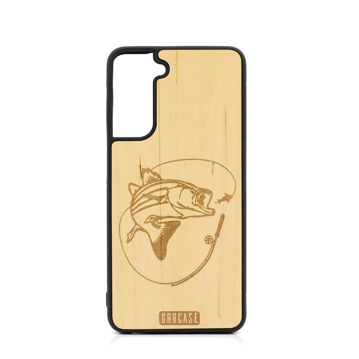 Fish and Reel Design Wood Case For Samsung Galaxy S22