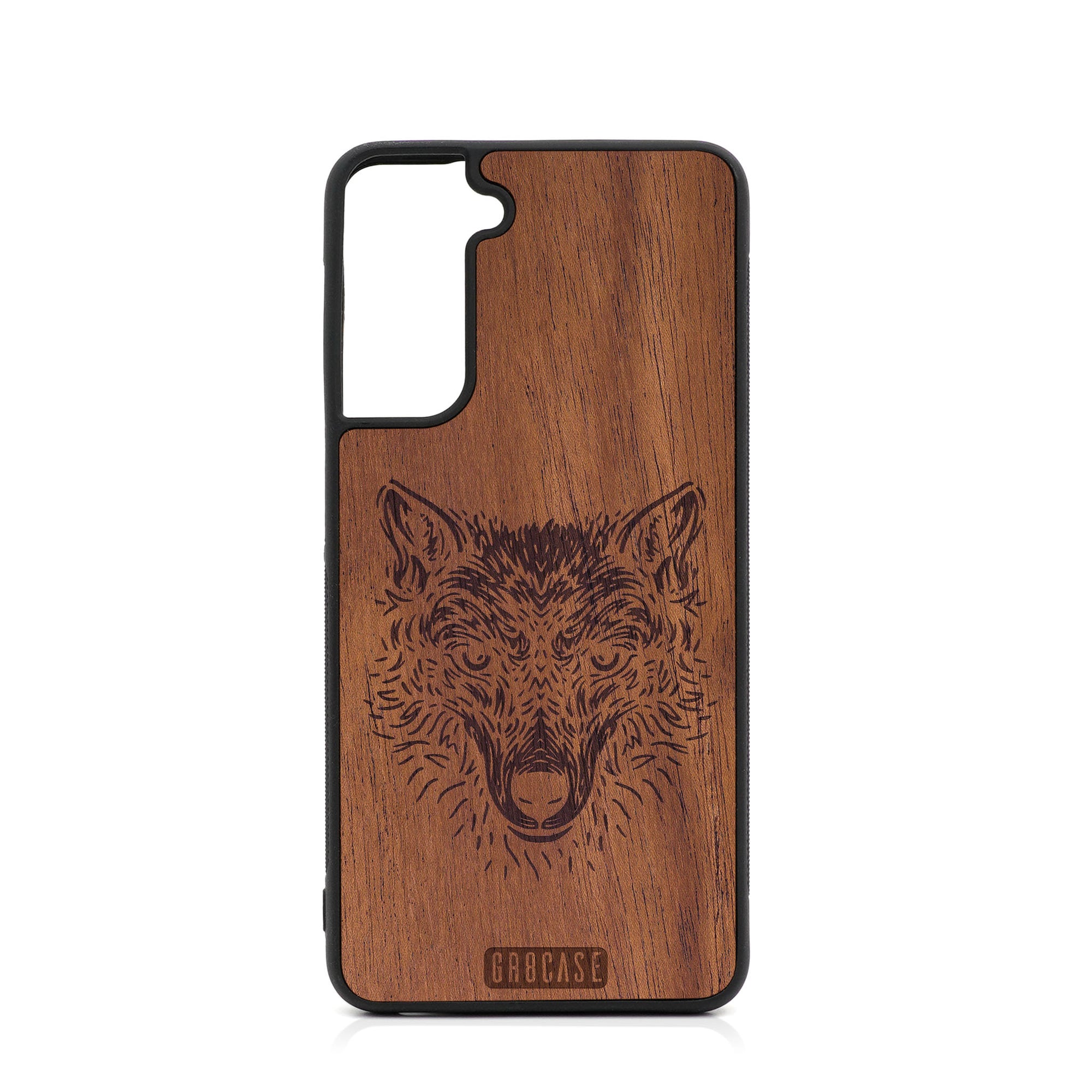 Furry Wolf Design Wood Case For Samsung Galaxy S21 5G