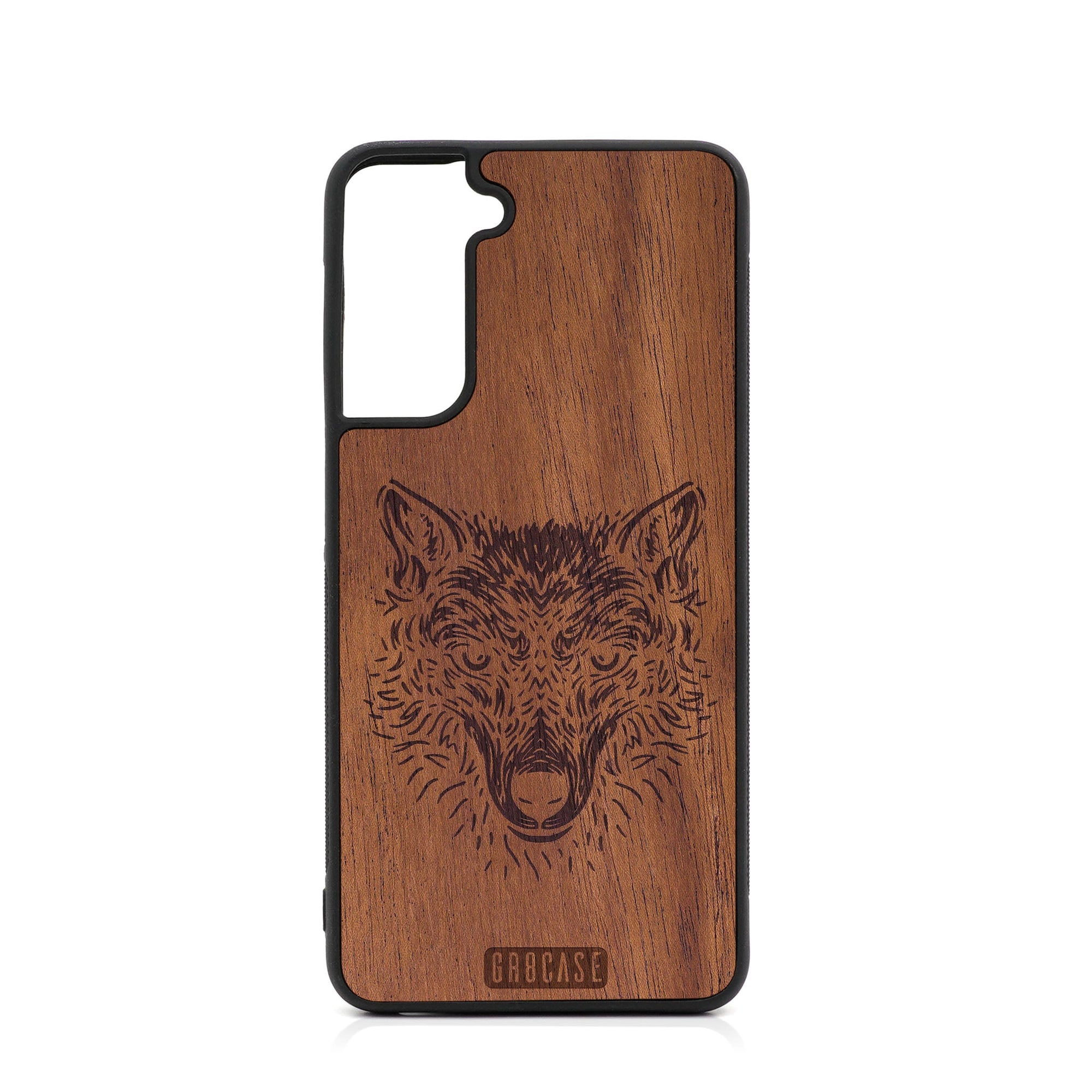 Furry Wolf Design Wood Case For Samsung Galaxy S22