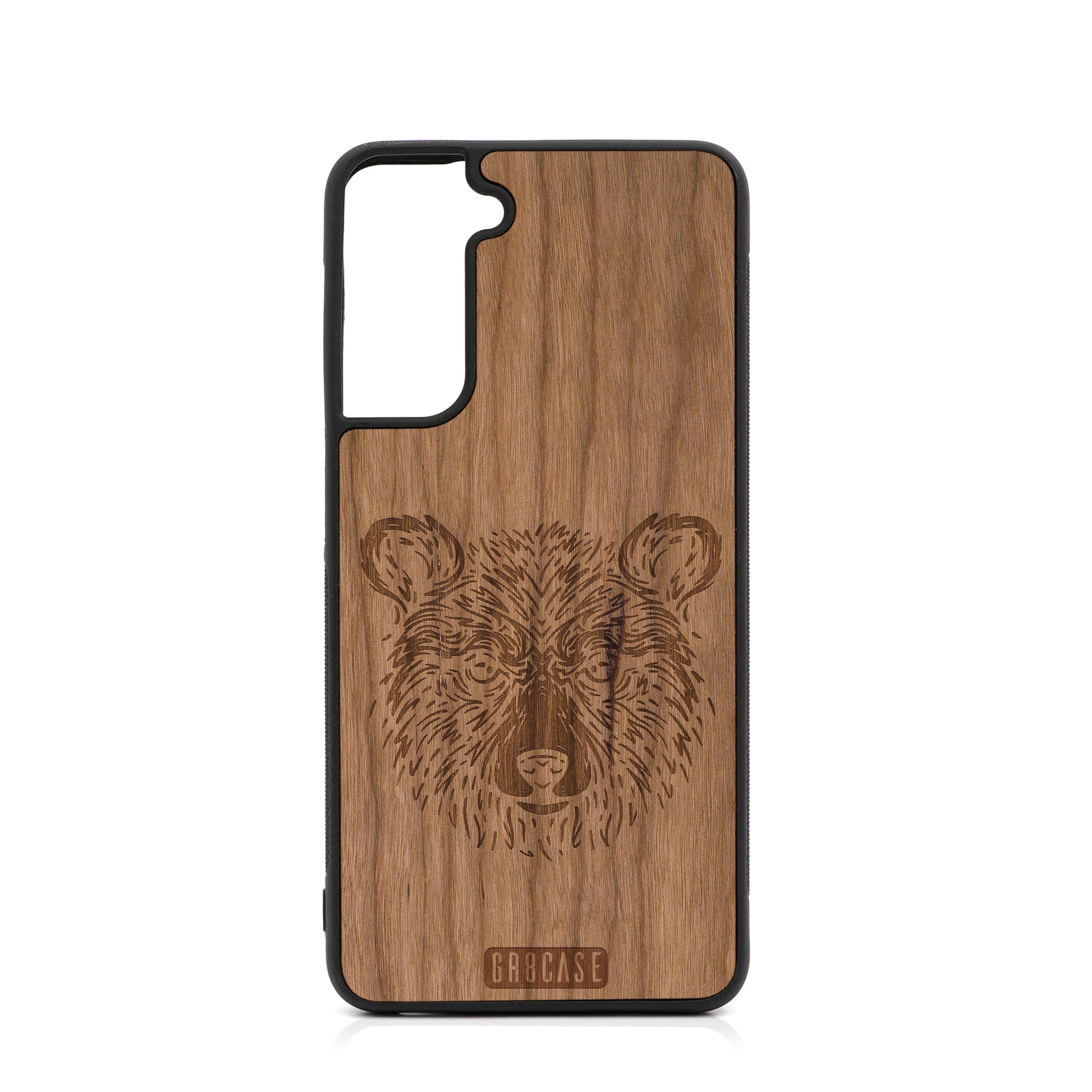 Furry Bear Design Wood Case For Samsung Galaxy S21 5G